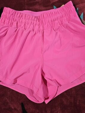 lululemon athletica Bright Pink Elastic Waist Athletic Shorts Hotty Hots